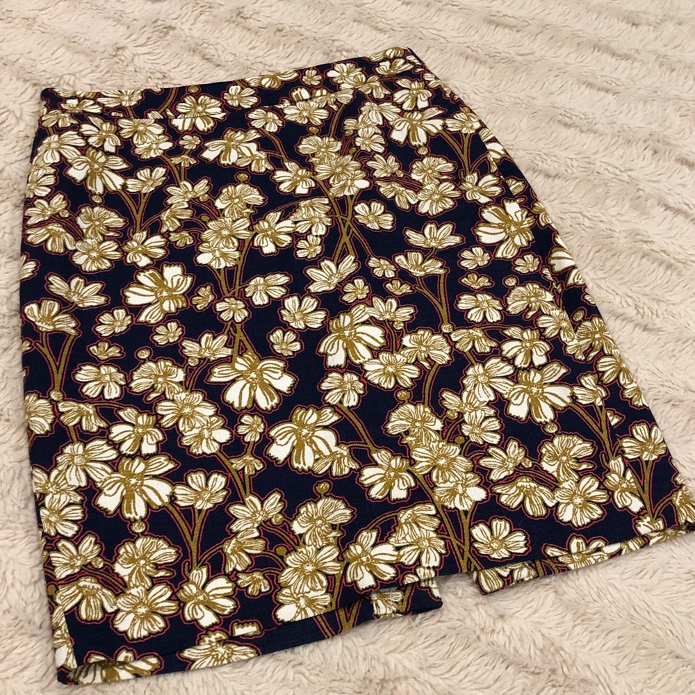 J.Crew Lined Pencil Skirt with Floral Print